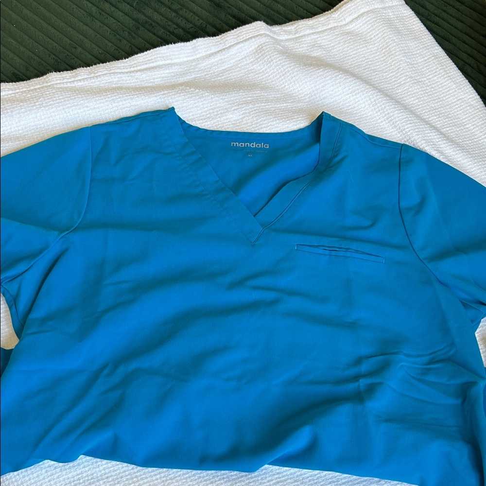 Mandala Teal Sky Blue Scrub Set